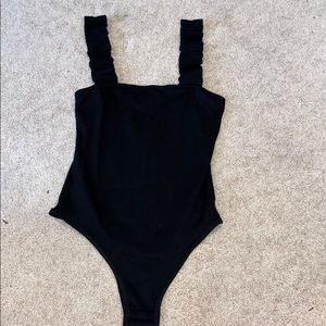 Black Ruffle Sleeve Bodysuit